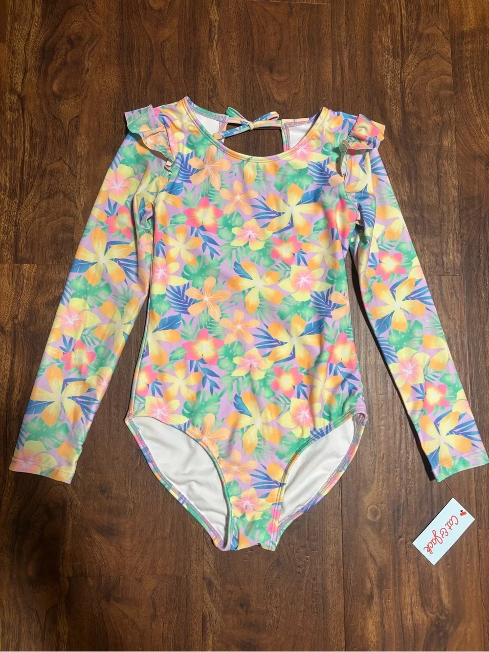Cat & Jack Girls' Dreamy Floral Tropical One Piece Swimsuit - Multicolor L